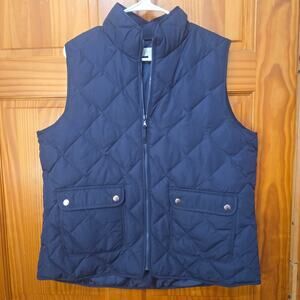 Talbots Quilted Navy Down Puffer Vest Size Large